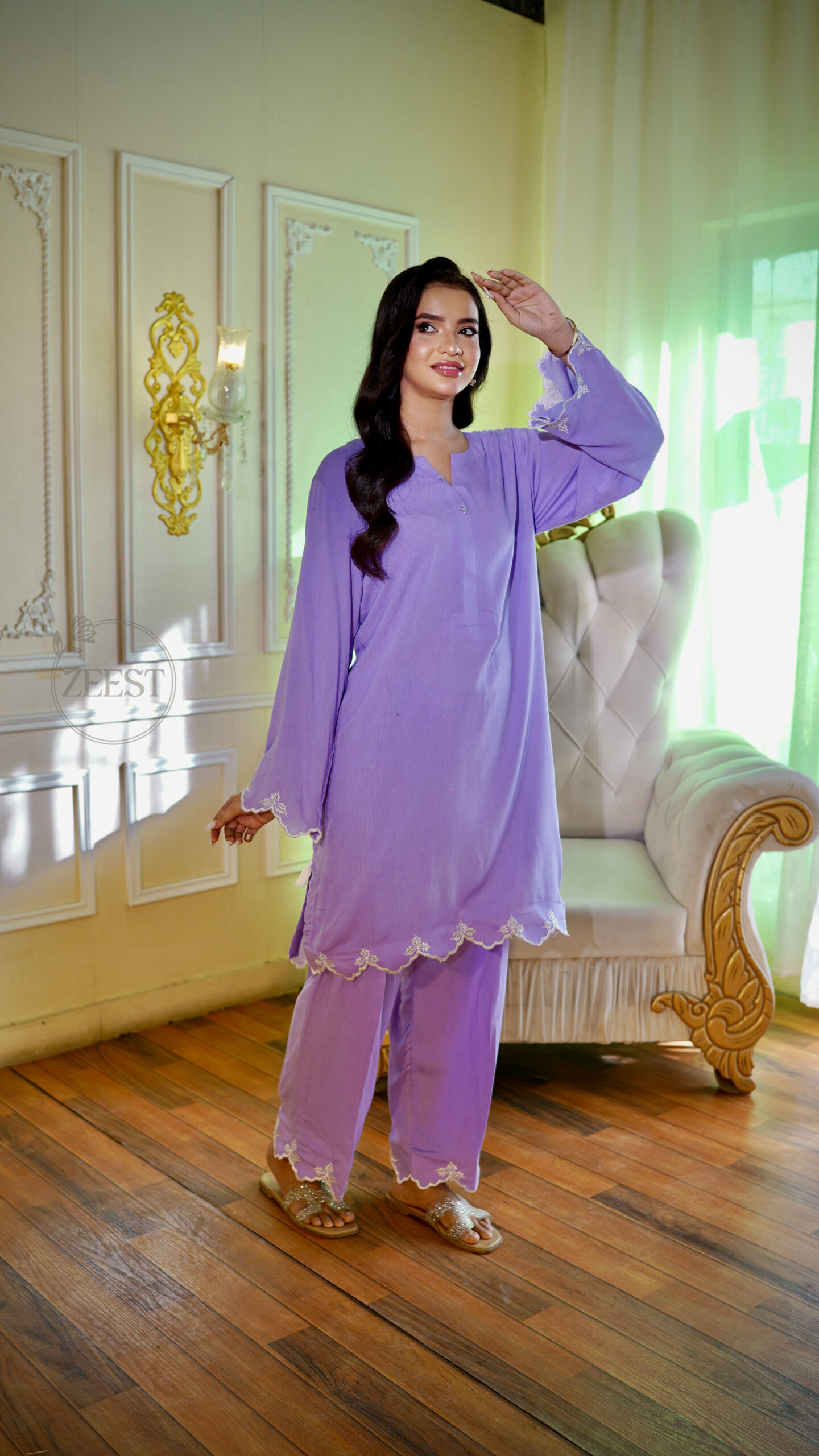 Lilac Lavender Crinkle Lawn - Image 3