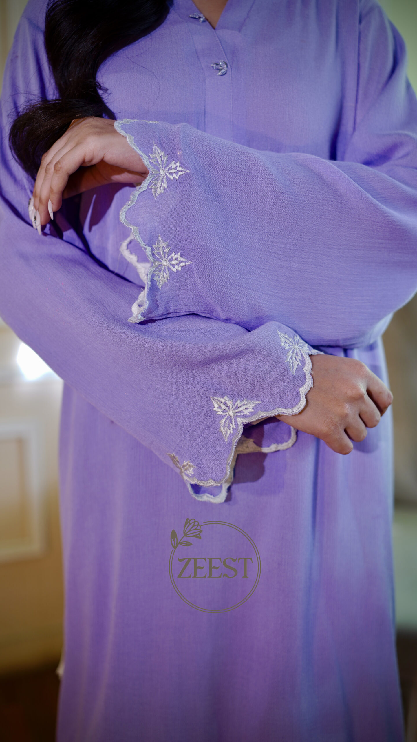 Lilac Lavender Crinkle Lawn - Image 4