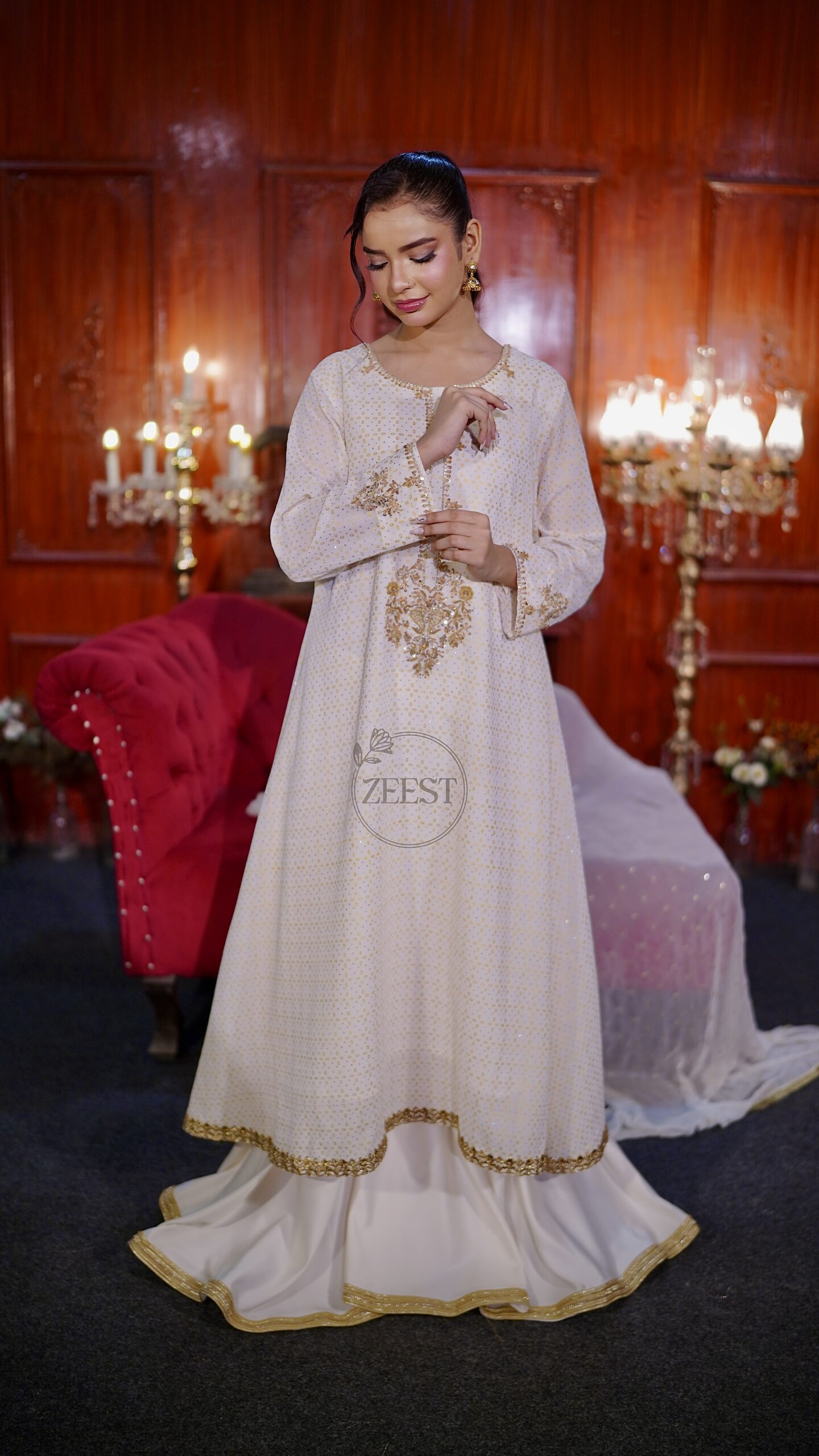 Ivory Grace Embroidered 4-Piece Festive Dress - Image 2