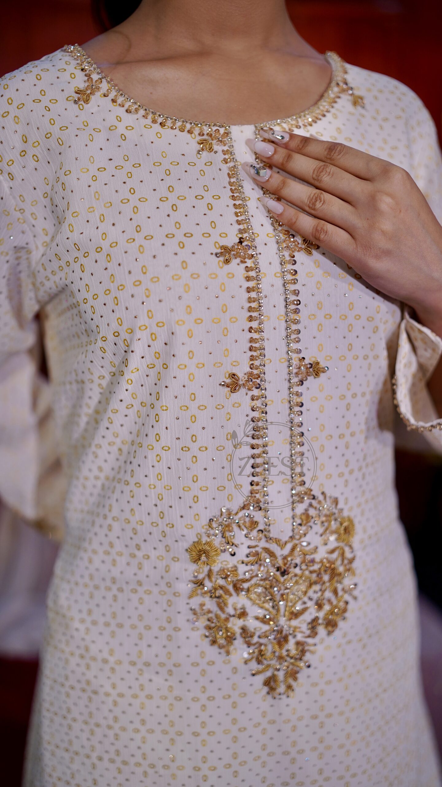 Ivory Grace Embroidered 4-Piece Festive Dress - Image 7