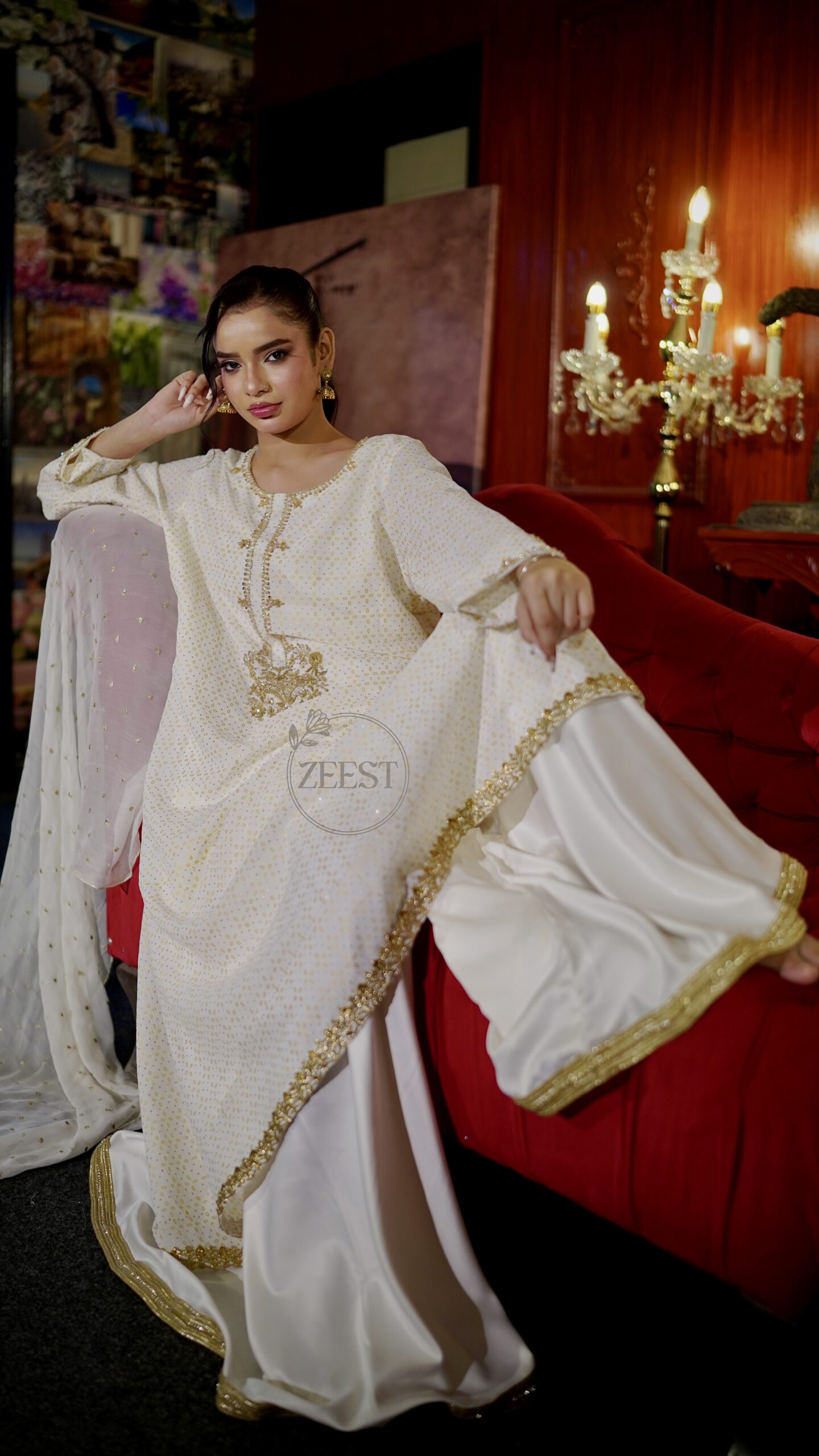 Ivory Grace Embroidered 4-Piece Festive Dress - Image 3