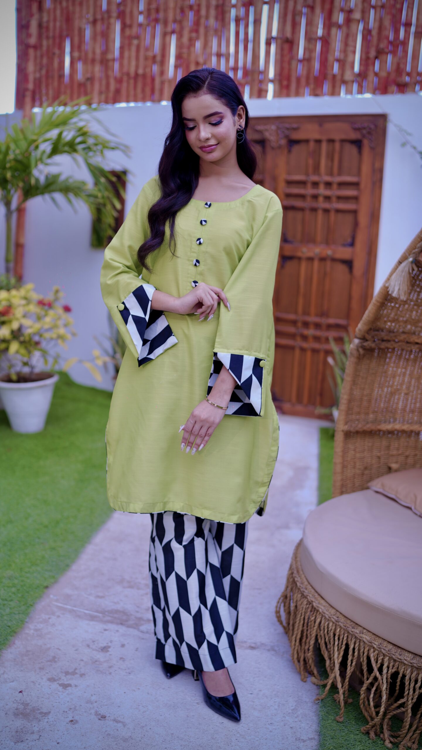 Lime Green Poly Lawn 2-Piece Suit - Image 4