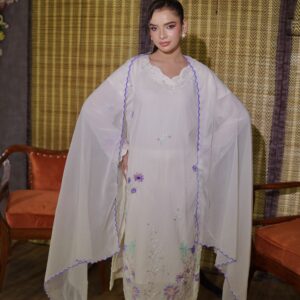 Ivory Blossom Embroidered 3-Piece Festive Suit