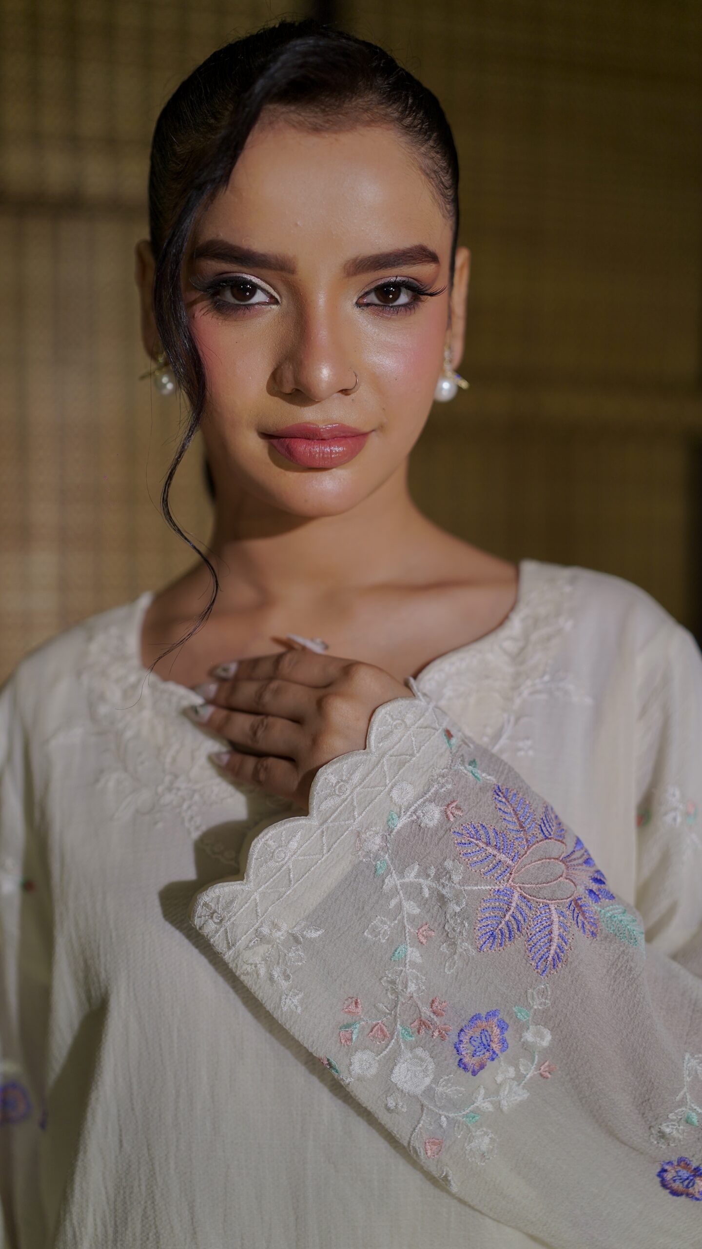 Ivory Blossom Embroidered 3-Piece Festive Suit - Image 6